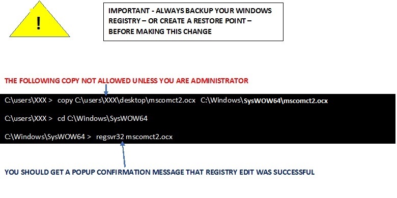 Installing and registering the mscomct2.ocx date time picker Active-X control