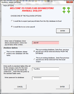 VBA UserForm for payroll: an example of a VBA UserForm created by Four Elms Bookkeeping. 