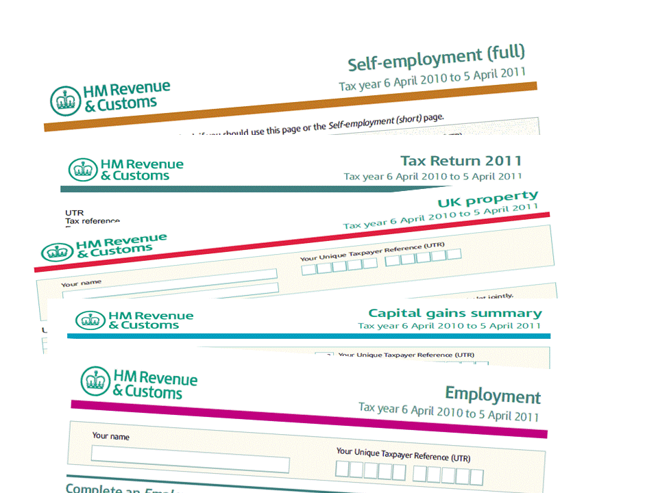 selection of tax return forms issued by HMRC