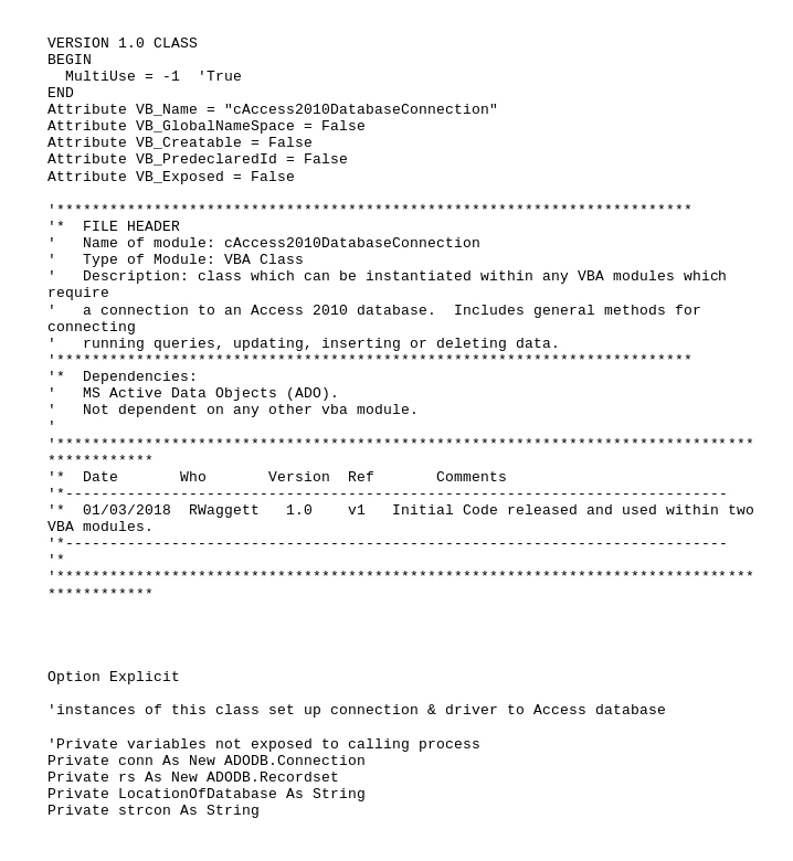 Visual Basic database handling code example